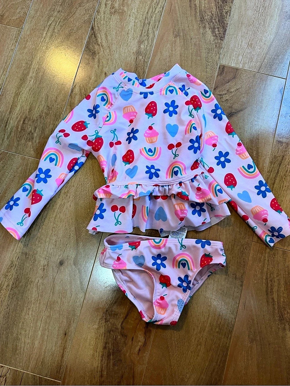 Girls Floral Long Sleeve Swimsuit